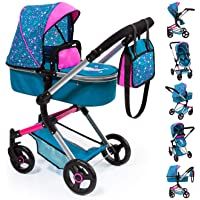 Bayer Design- Cochecito de Muñecas Neo Vario Combolso Cambiador- Convertible- Plegable- Color Azul- Rosa- Hada…